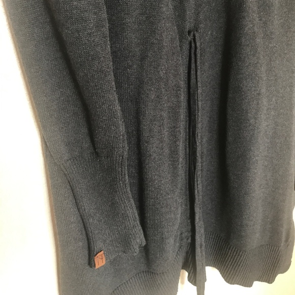 Neve Long Charcoal Cardigan with Lace Detail - Picture 7 of 8